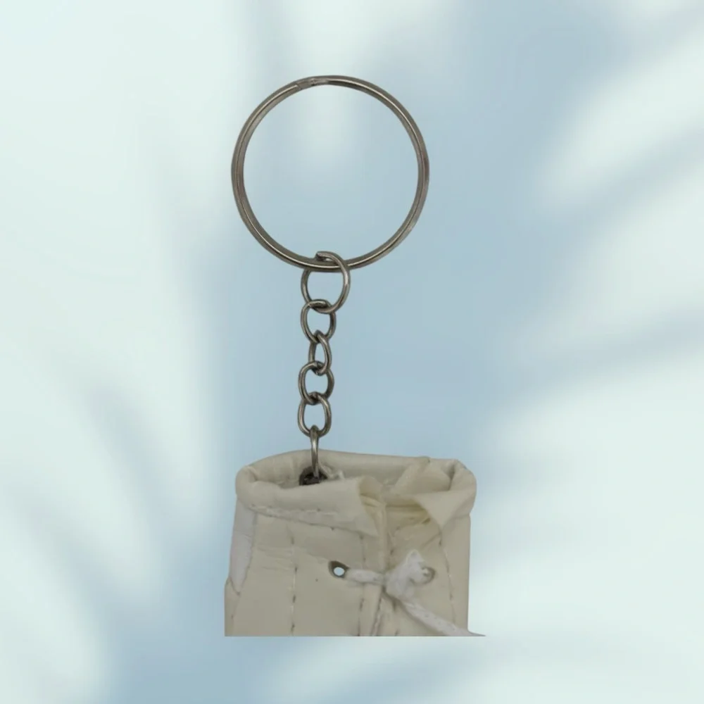 Sporty Mini Boxing Glove Keychain White/Silver